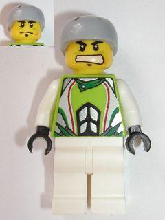 LEGO Minifigure-Team X-treme Daredevil 1 (REX-treme) - Sports Helmet, Plain White Legs-World Racers-WR026-Creative Brick Builders